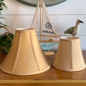 Set of Two Lampshades Gold-Tone Beige